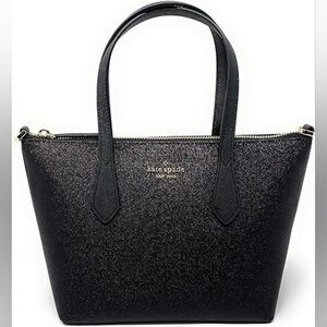 🩵Kate Spade Black Glittery Zippered Faux Leather Purse